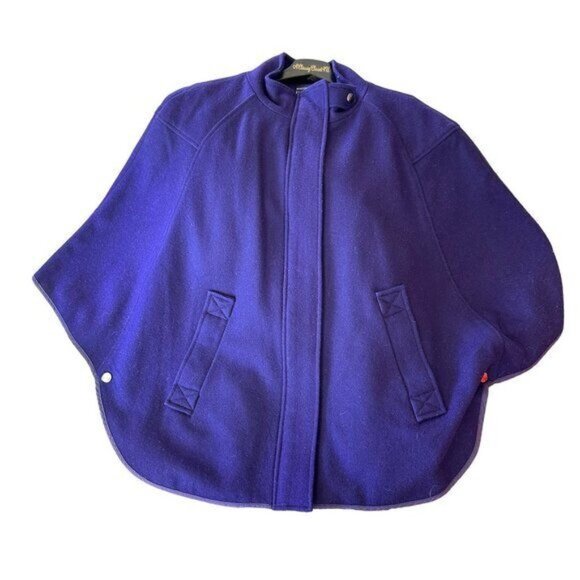 Vintage Boston Proper Purple Wool Blend Cape with Zipper and Pockets XS - Picture 5 of 8